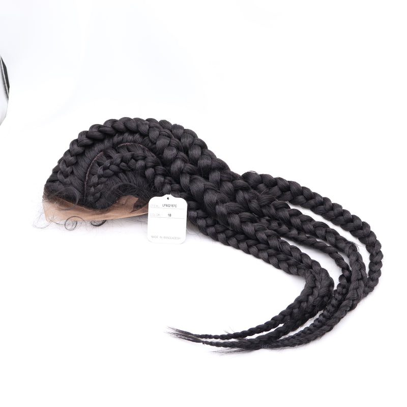 5 Braids Black Lace Front Wig Cornrow Black Wigs Box Braids Hair Long Black Braids  UWS129