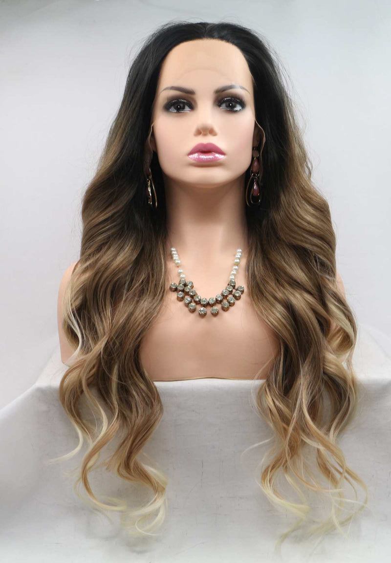 Uself Long Ombre black to brown Wig USW092
