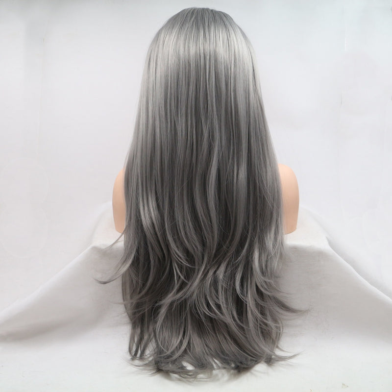 Aletta Smoke Grey Natural Straight Wig  USW04