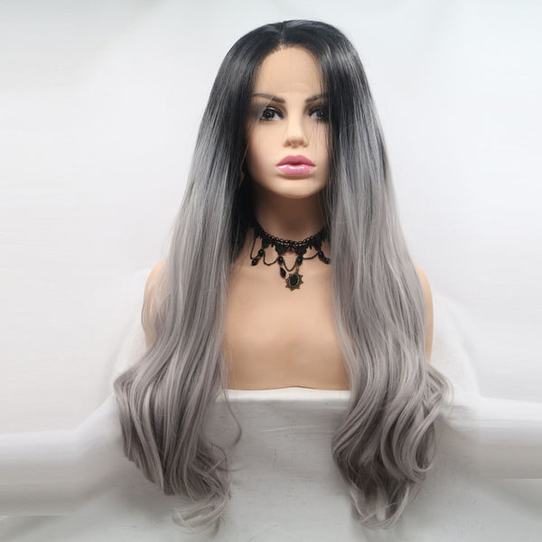 Everyday Grey Glueless Lace Front Wig USW036