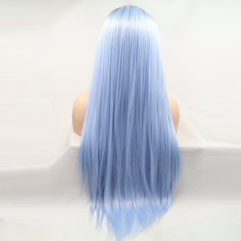 Sky Blue Straight Synthetic Wig USW085