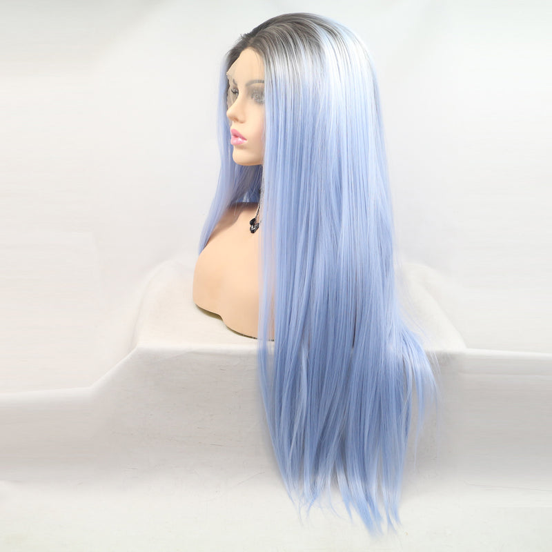 Sky Blue Straight Synthetic Wig USW085