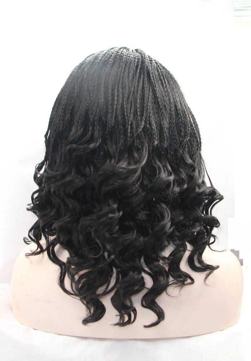 Black Micro Curly Braided Black Women Wig USW018