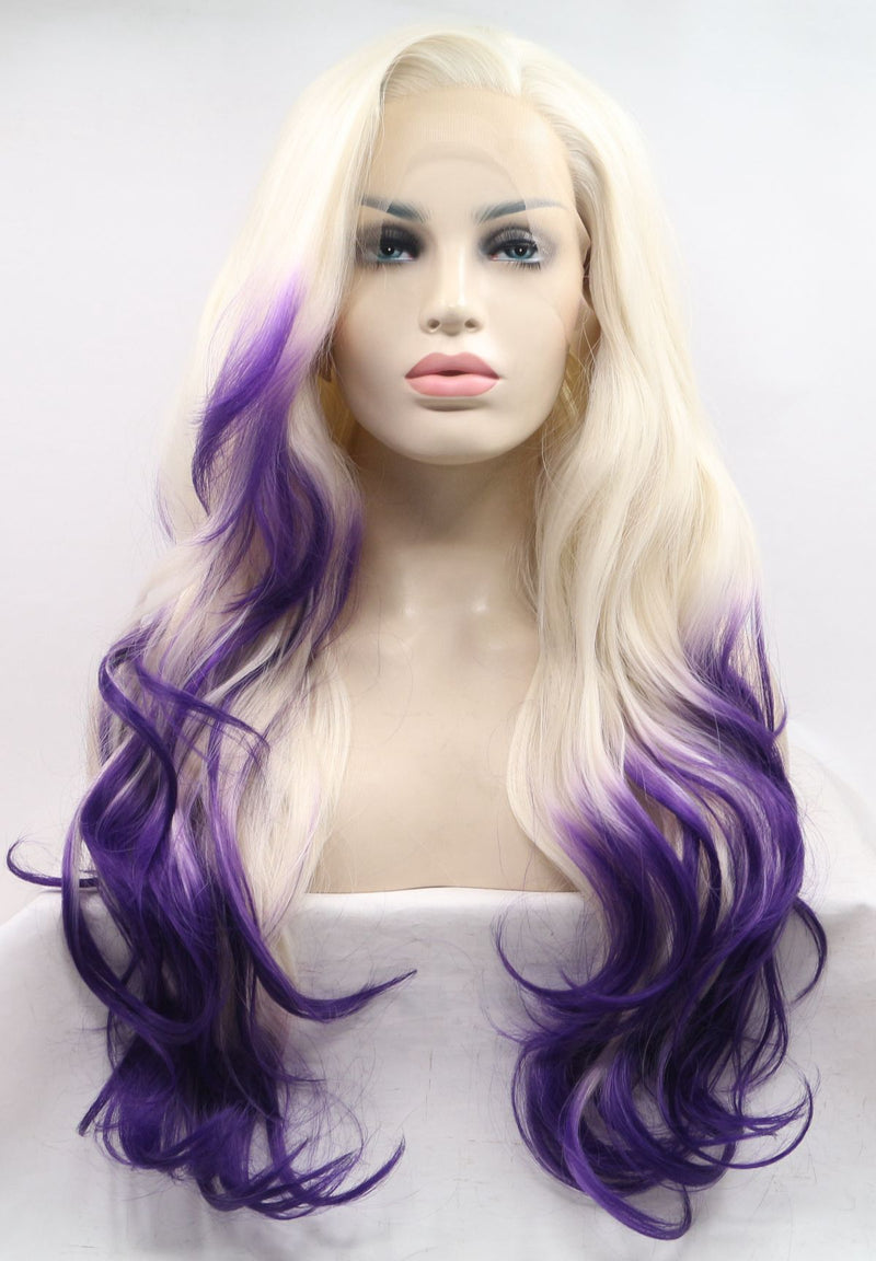 Ombre Blonde to Purple Wavy Wig USW068