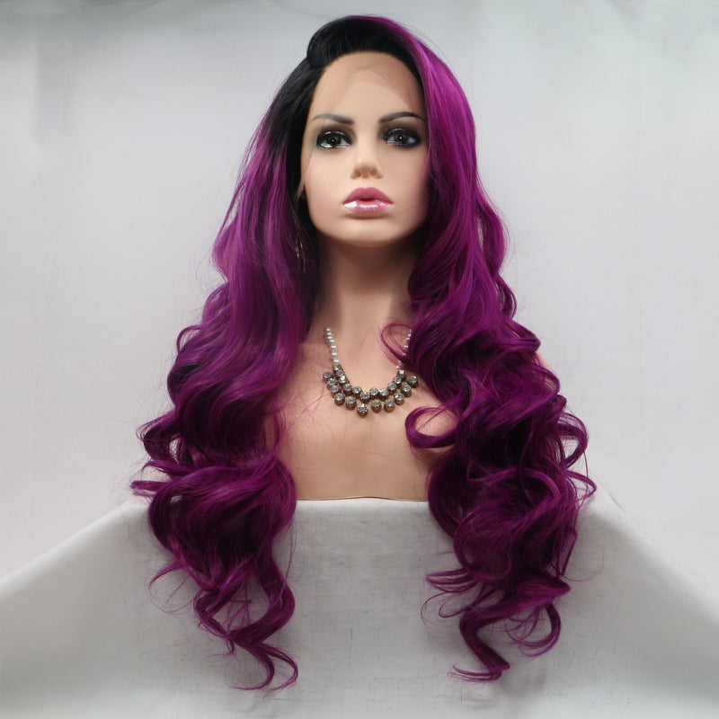 Chloe Purple Wavy Lace Front Wig  USW026