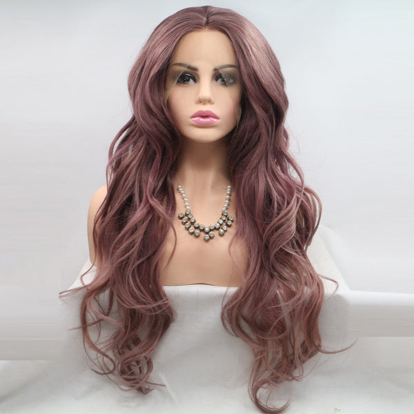 Mix Color Red Purple Wavy Wig USW062