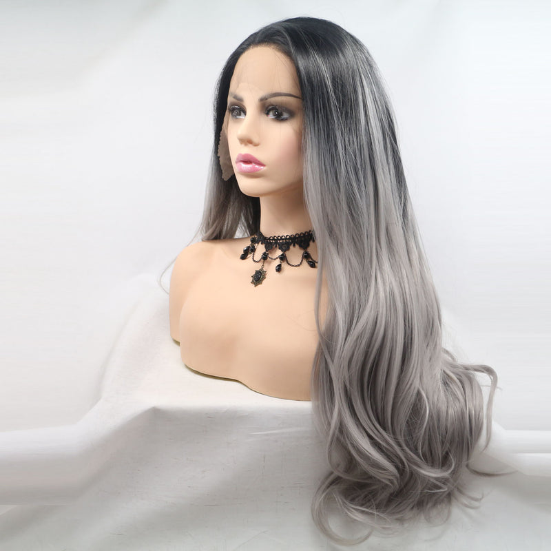 Everyday Grey Glueless Lace Front Wig USW036