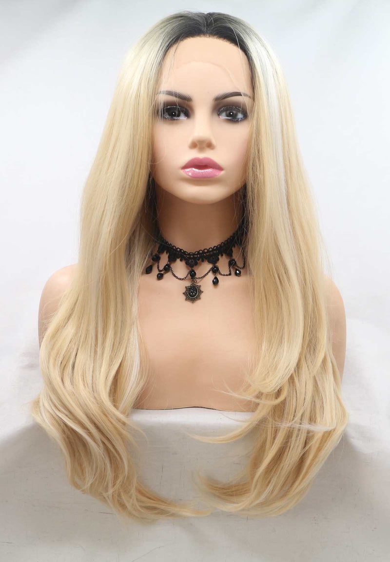 Natural Blonde Mix Color Long Wavy Wig USW067