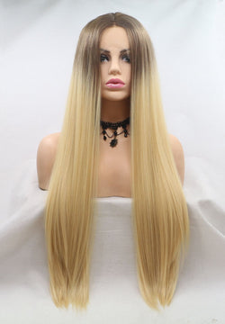 Silky Straight Ombre Brown to Blonde Wig  USW112