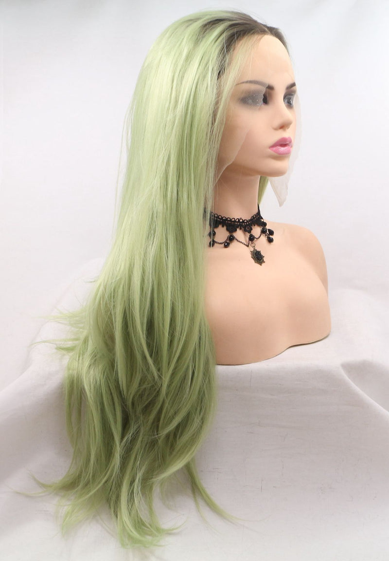 Avocado Green Straight Lace Front Wig USW105