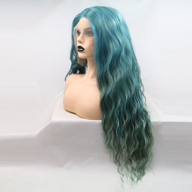 Long Curly Green Synthetic Wig USW103