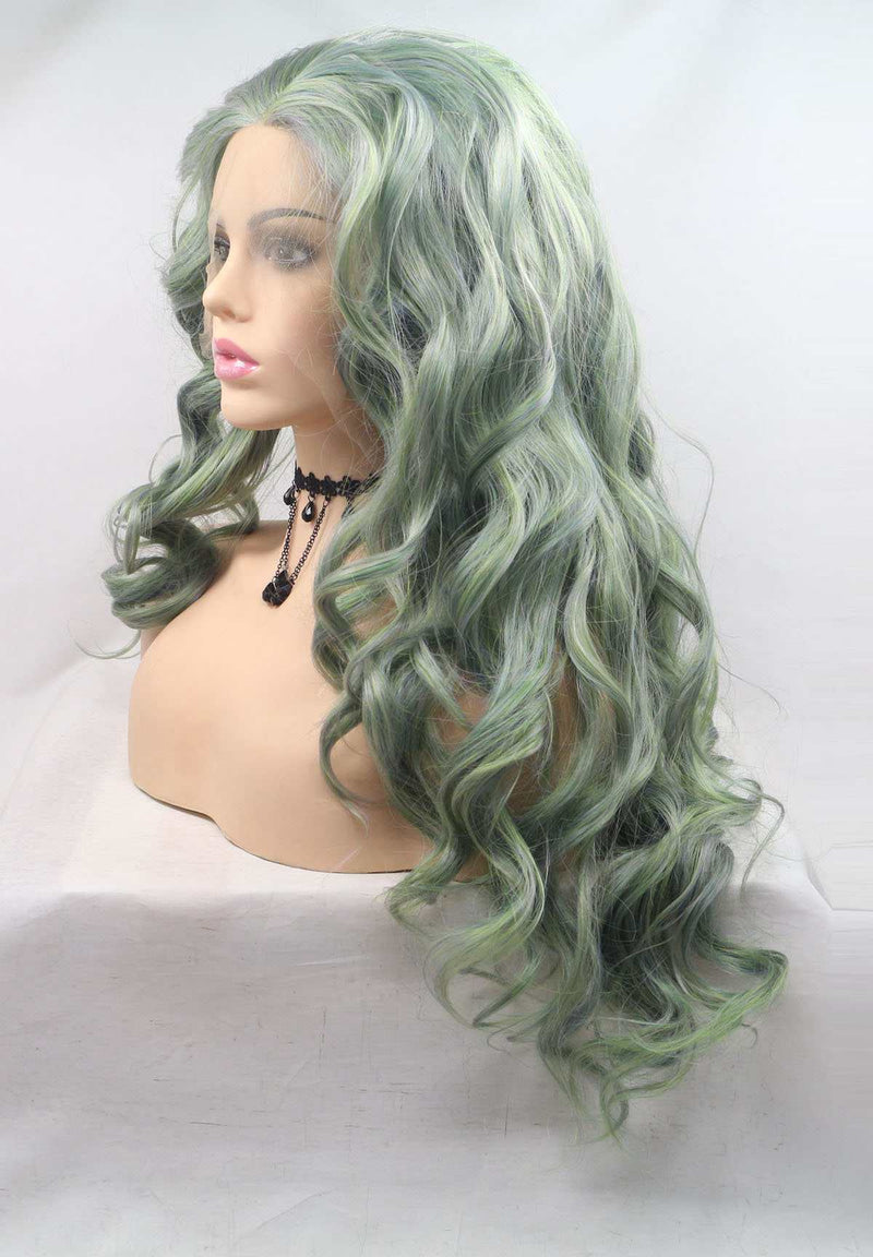 Dark Green Curly KANEKALON Synthetic Wig USW125