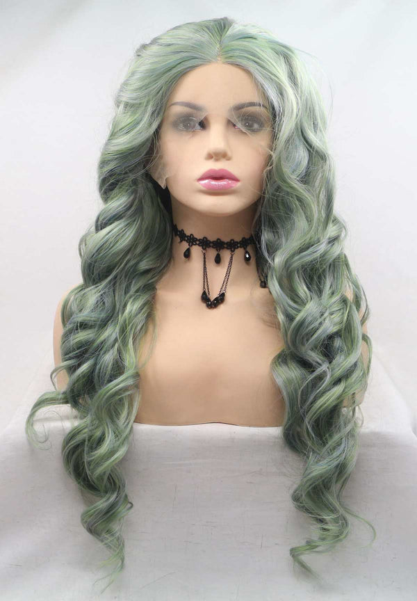 Dark Green Curly KANEKALON Synthetic Wig USW125