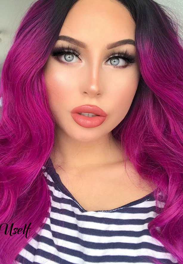 Chloe Purple Wavy Lace Front Wig  USW026
