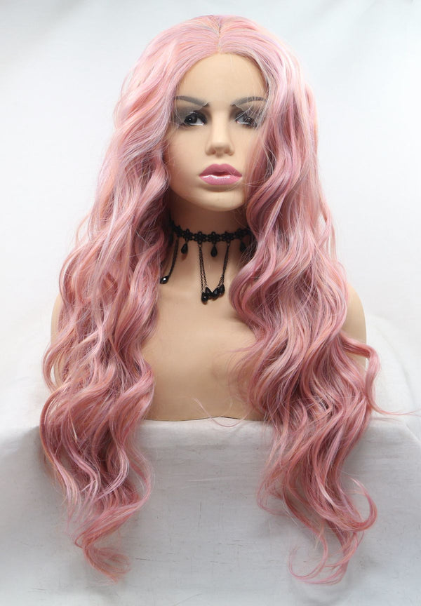 Rose Gold Pink Hair Curly Kanekalon Wig USW115