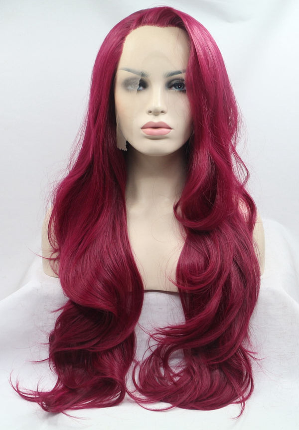Ariel Synthetic Lace Front Red Wig Side Part  USW098